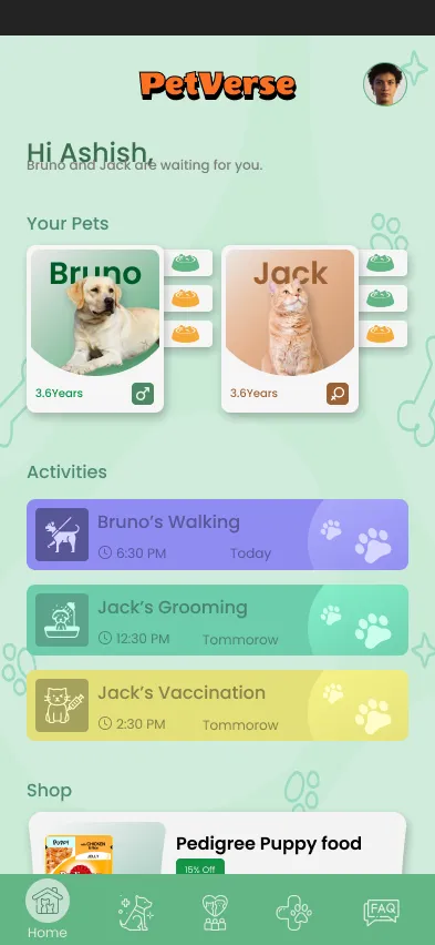 PetVerse home screen